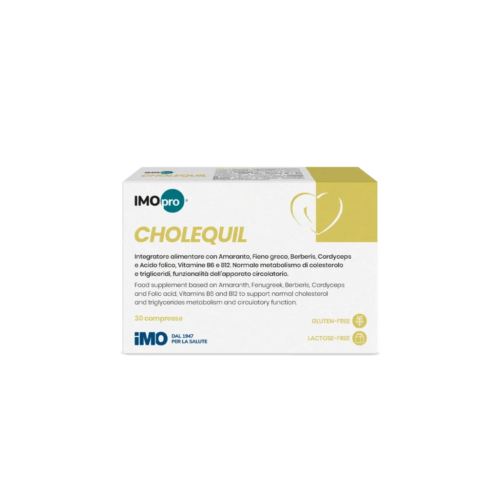 Confezione di IMOpro Cholequil da 30 compresse vista frontale