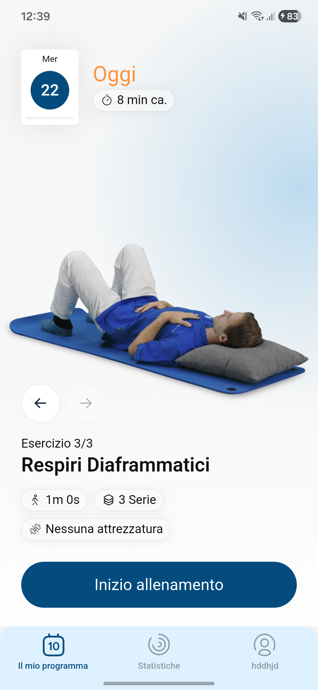Schermata del programma giornaliero di IMO Motion